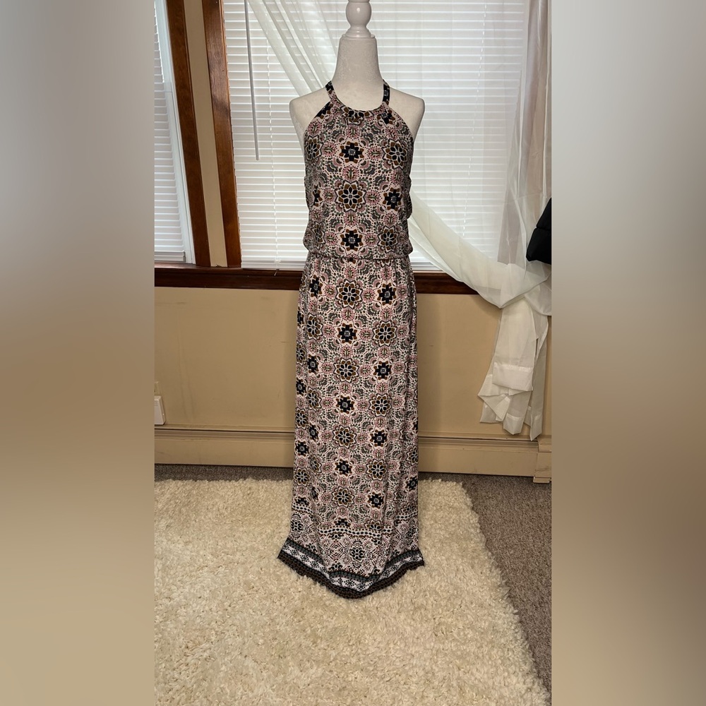 Artisan NY Dress Womens S Floral Abstract Maxi Elastic Waist